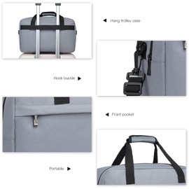 Kono 35x20x20 Holdall Cabin Luggage Travel Bag Under Seat Flight Bag with Shoulder Strap 14L (Light Grey)