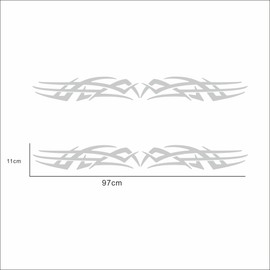 HAIORD Fashion Racing Stripes car Stickers Creative Flame Totem Decorative Hood Front and Rear Windshield Door Vinyl Decal Accessories for car SUV Truck Transporter RV Camper（2PCS (Light Gray)