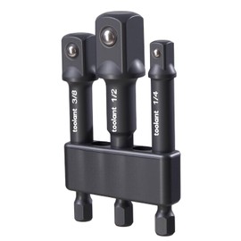 toolant Impact Socket Adapter Set, 3 pcs, 1/4", 3/8", 1/2" Drive, Hex Shank Drill Bit Adapter with Holder, Compatible with Power Drill & Impact Driver