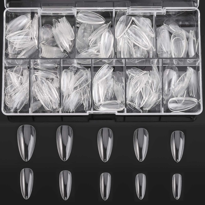 Almond Shaped Nail Tips 500pcs Clear Acrylic Long Nails Full