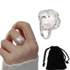 Irregular Pearls Women's Silver Ring, Open Adjustable Pearl Ring, Shiny