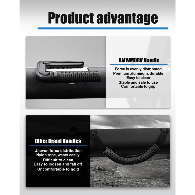 AMWMORV 2 Pack Roll Bar Grab Handles for Ford Bronco