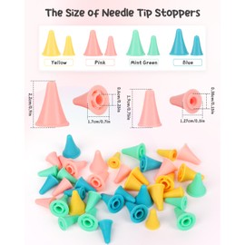 Aeelike 40Pcs Knitting Needle Point Protectors with Plastic Box, 2 Sizes Knitting Needle Stoppers with 100Pcs Colorful Crochet Stitch Markers, Knitting Supplies and Tools for Knitting Craft DIY