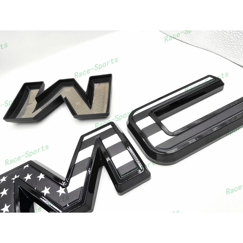 Auto GMC OVERLAY Front Rear Gloss Black USFlag GMC Emblem