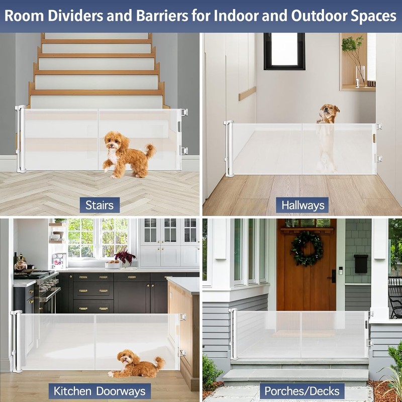 Reinforced 18" Tall Retractable Gate Step Over Dog Gate, 55"