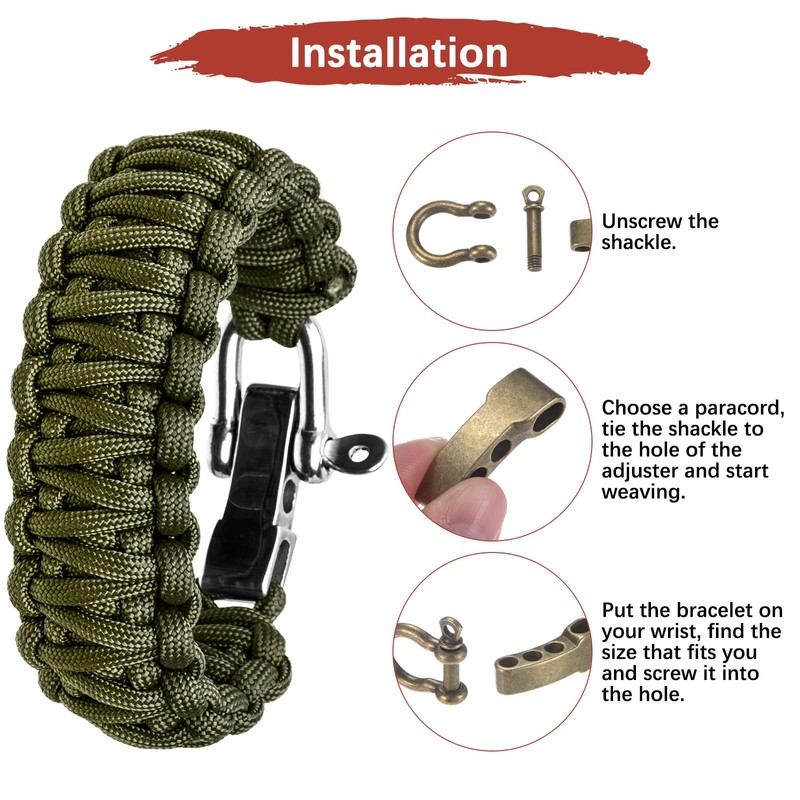 TIXIPEM Paracord Bracelet Shackle Buckle [4PCS] - Adjustable Metal O