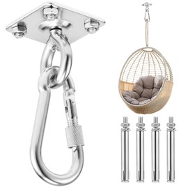 TETHLVS Heavy Duty Ceiling Hook, Stainless Steel Swing Ceiling Hook, Porch Swing Hanging Kit, Yoga and Sandbag Hooks, 360° Rotatable Porch Swing Hardware, with 4 Stainless Steel Expansion Screws
