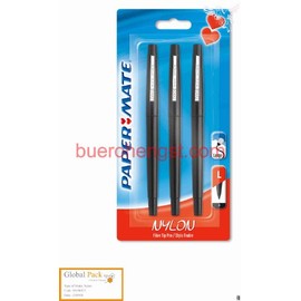 Paper Mate Flair Nylon Black Blister x3