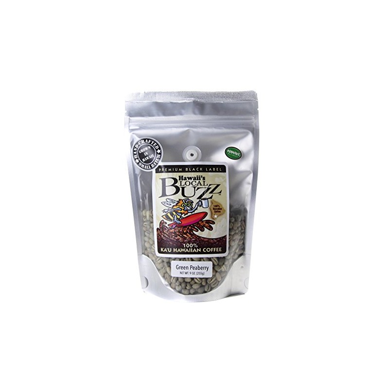 Hawaii's Local Buzz Premium Black Label Peaberry, Green (Unroasted) Beans,