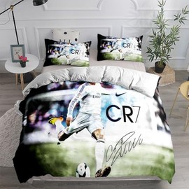 Umbrean Football Star Children's Duvet Cover 135 x 200 cm, 1 Piece, Football Pillowcase 80 x 80 cm, 1 Piece