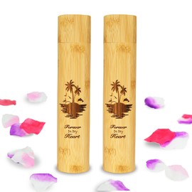 Set of 2 Small Bamboo Scattering Urn Tube for Human Ashes, ECO Friendly Bamboo Spreading Cremation Tube Urn for Human Pet Ashes(Ocean Sunset)