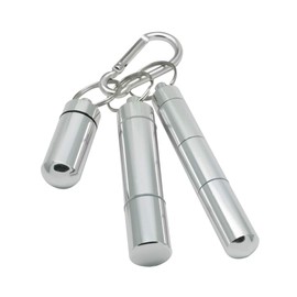 3 Size Aluminum Holder with Carabiner Metal Pill Container,Aluminum Storge tube for Keychain Holder，Toothpick holder (Silver)