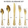 Gold Silverware Set for 8, Stainless Steel Gorgeous Retro Royal