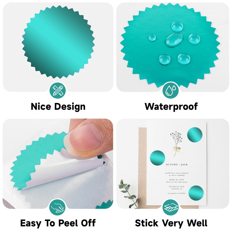 300 Pcs Embossing Stickers - 2'' Green Stickers for Envelopes