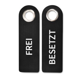 SynMe 2 Freely Occupied Felt Door Hangers (Black) – With Metal Protective Ring – Printed on Both Sides: Front Open Back – Bathroom Bedroom – Status Indicator – Versatile
