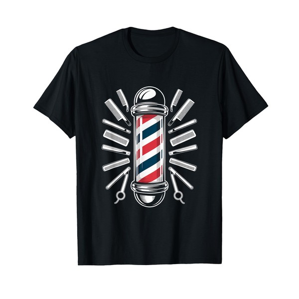 Barber Pole with Combs and Scissors T-Shirt
