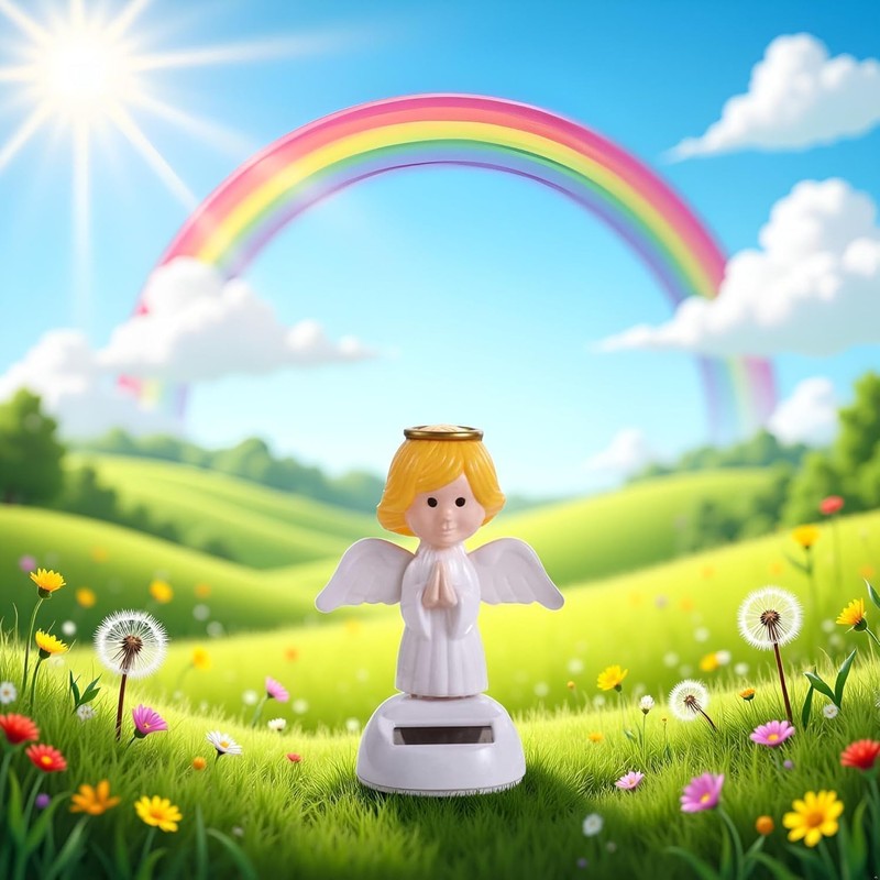 Yellow Solar Powered Bobble Head Toy - Cute Solar Angel