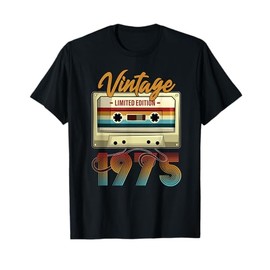 Vintage 1975 50th birthday cassette tape for men women B-day T-Shirt