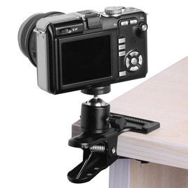 CanadianStudio Mini Ball Head with Clamp - Metal Ballhead 360° Pan 90° Tilt Tripod Mount with Table Clamp, Steel and Aluminum
