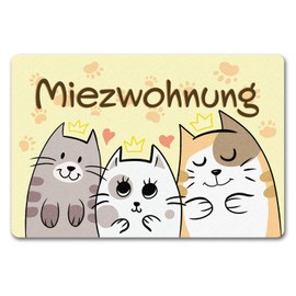 speecheese Miezwohnung Doormat with Three Cute Cats for All Cat Lovers