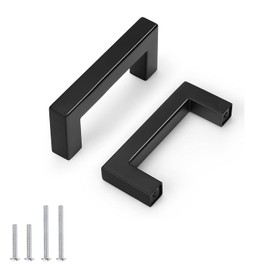 knobelite 12 Pack Matte Black Kitchen Cabinet Handles,Holes Spacing 3Inch(76mm) Stainless Steel Cabinet Pulls,Square T Bar Black Dresser Drawer Pull Handles