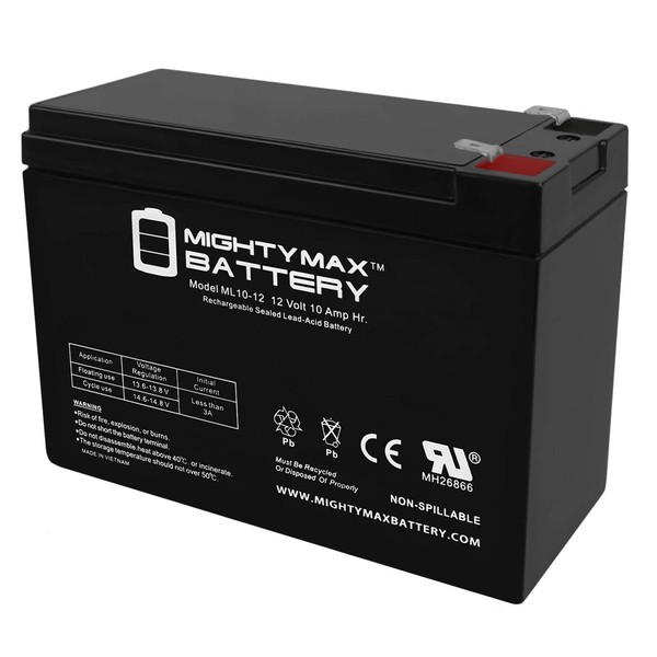 ML10-12 - 12 Volt 10 AH, F2 Terminal, Rechargeable SLA AGM Battery