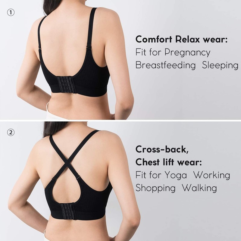 Vinfact 3 Pack Nursing Bras for Breastfeeding Seamless V Neck