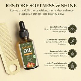 era of nature Aceite de Batana: aceite 100% puro, crudo y sin refinar de Honduras. Nutre el cabello y el cuero cabelludo. Para el crecimiento del cabe
