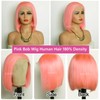 Pink Lace Front Bob Wig Human Hair, Gluleless 13x6 Lace