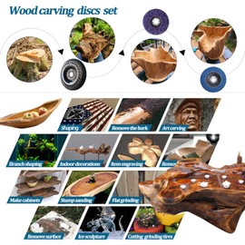 OBA Wood Carving Disc Set 7 PCS Wood Grinding Wheel Sets Flap Discs for 4" and 4-1/2" Angle Grinder Grinding，Polishing