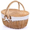 Wicker Picnic Basket with Lid and Handle Sturdy Woven Body