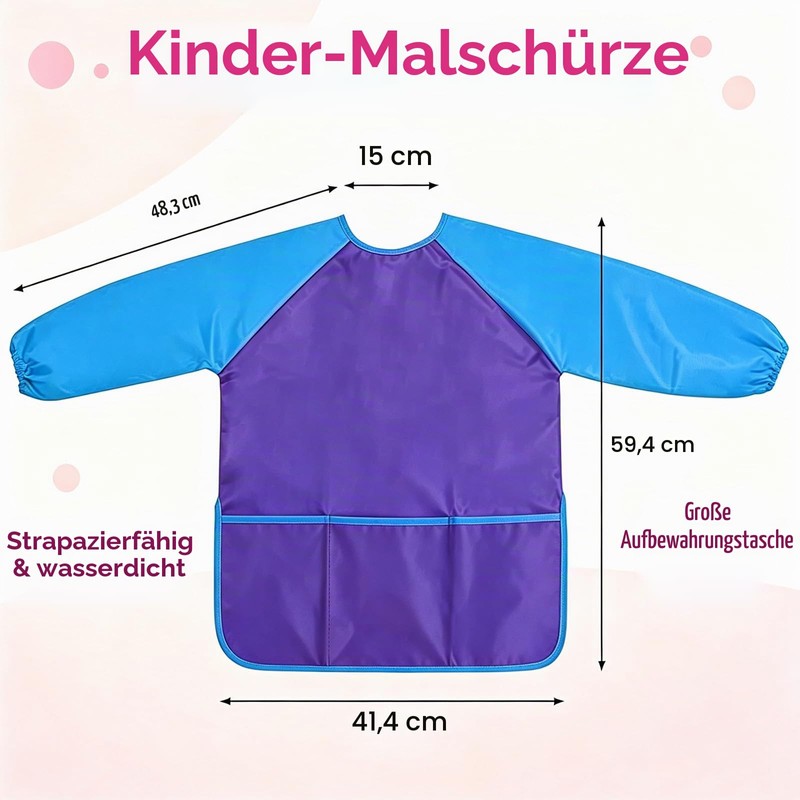 Amaza 2-Piece Children's Painting Apron with Velcro Fastening for Ages
