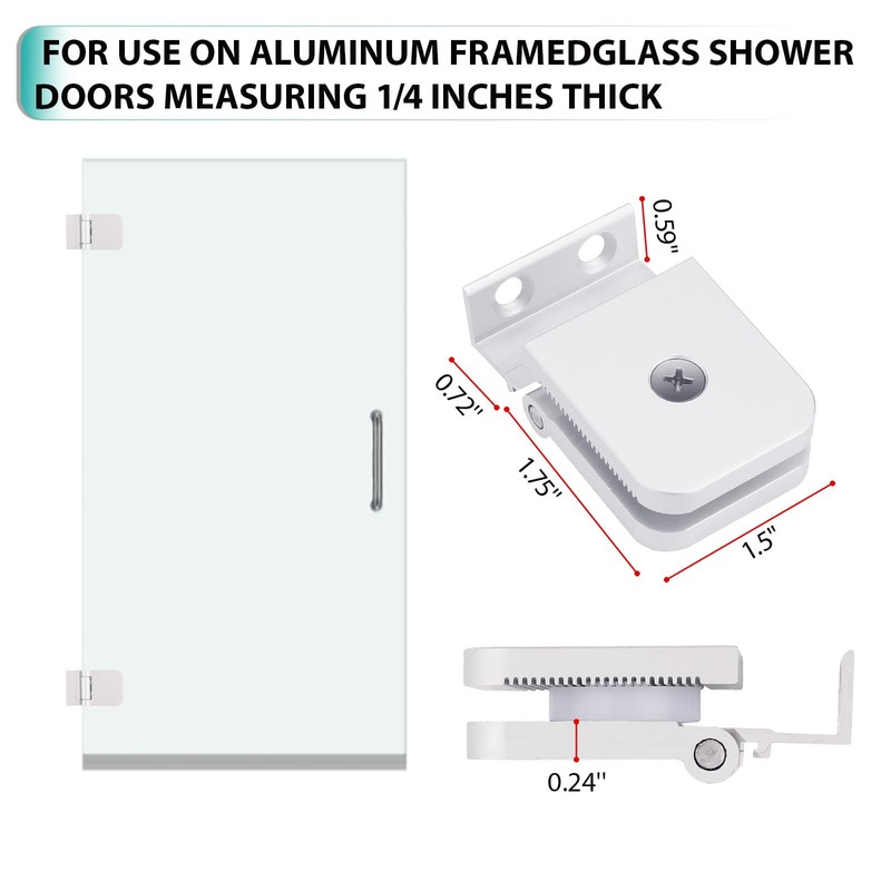 Glass Shower Door Hinges Replacement Fits 1/4 Inch Glass Shower