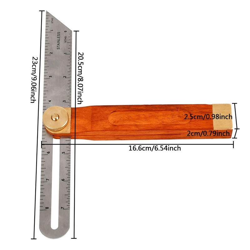 Adjustable Carpentry Square Bevel Gauge Sliding T-Bevel 230mm, Blade Ruler