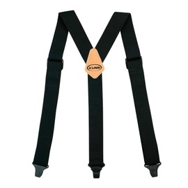 KUNN Mens Suspenders - Airport Friendly 1.5 inches Wide Y Back Style Elastic Suspender with Plastic Clips(Black,40 inch)