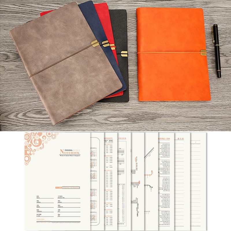Leather Notebook, A5/A6/B5 Writing Notebook 6 Holes Refillable Diary Travel