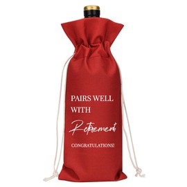 YUANHAO Red Retirement Wine Bag Leaving Farewell Goodbye Gifts for Woman Men Coworkers Boss Leader Friends Pairs Well With Retirement Wine Bag