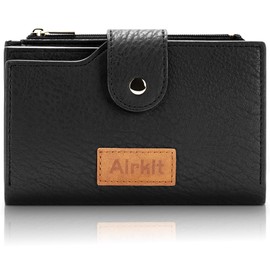 Airkit Wallets for Women Bifold Credit Card Holder, Rfid Blocking, ID Window, Western Slim Wallet with Zipper Coin Pocket for Ladies, Ebony Black