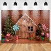 Mocsicka 10x8ft Christmas Photo Backdrop Christmas Wooden House Candy Tree