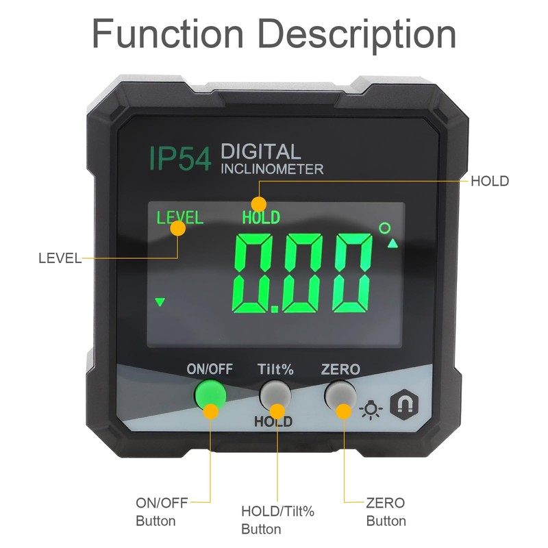Smgda Digital Level Box, 0-360°Inclinometer Digital Angle Finder Angle Gauge,