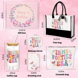 40th Birthday Gifts for Women Canvas Tote Bag, In My Forties Era Birthday Box for Her ,40 Years Old Gifts for Wife Mom