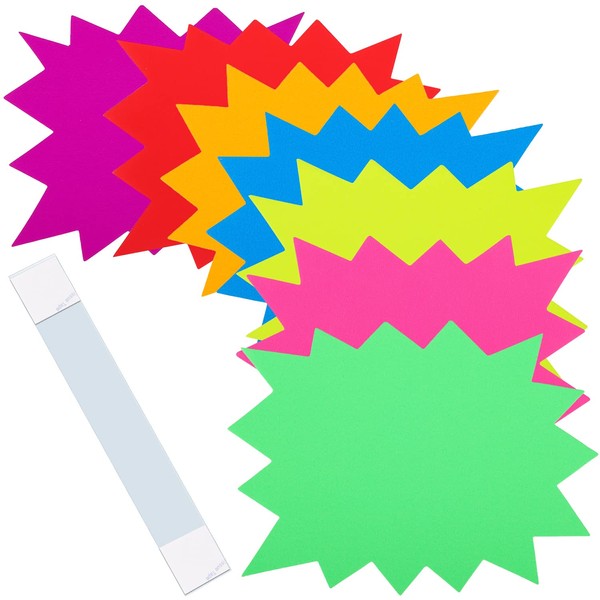 100 Pieces Starburst Signs Fluorescent Signs Starburst Signs for Retail Price Tags Signs Burst Paper Signs for Retail Garage Sale Sign Bulletin Board Decorations（4.7 × 6.3Inch）