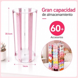 Organizador de Moños para Niñas,Gran Capacidad Porta Moños,Seguro y Duradero,Guarda Fácilmente Accesorios para Cabello,Rosa Organizador de Almacenamiento Accesorio,para Recién Nacidos, Bebés y Niños