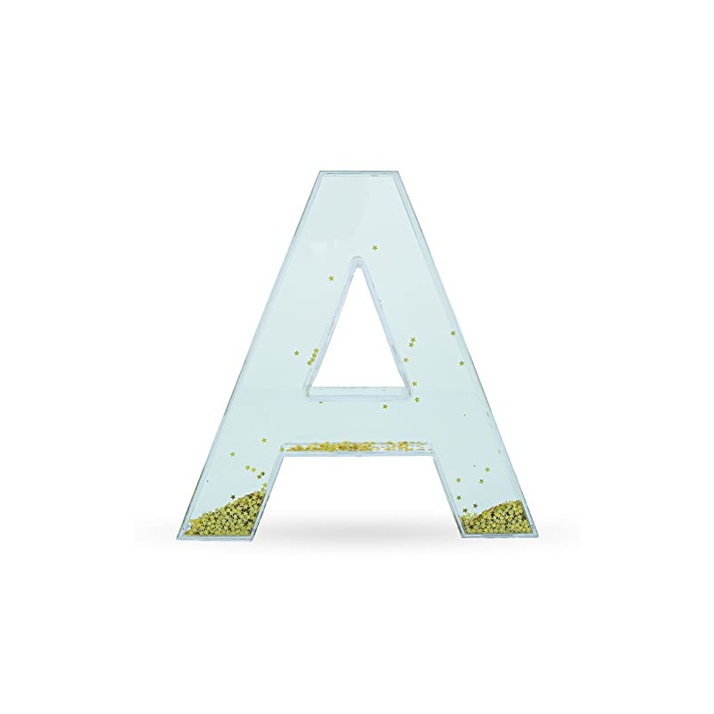 Letter A Glitter-Filled Acrylic Snow Globe