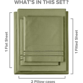 www.DreamyBedding.net 4-Piece KING size Bed Sheet Set – SAGE GREEN - Ultra Soft, Deep Pocket