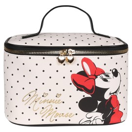 White Travel Cosmetic Bag Eco Leather Spacious 23 x 18 x 7 cm, beige, Cosmetic Bags