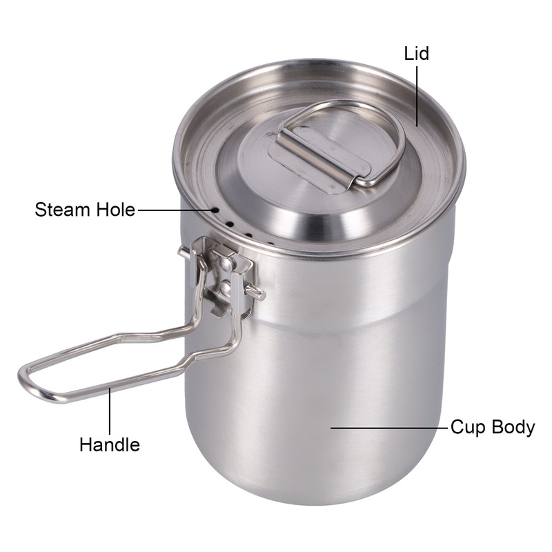 Outdoor Coffee Maker Cup 1L Camping Cooking Pot with Foldable