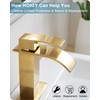 HOIGY Gold Bathroom Faucet Waterfall, Brass Bathroom Faucets Single Hole