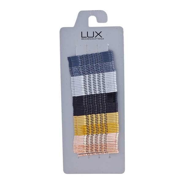 Lux Accessories Grey White Black Gold Peach Glittery 5 each Set of Hair Pins
