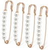 Ymapinc 4Pcs Gold Pearl Brooch Pins for Women, Large Safety